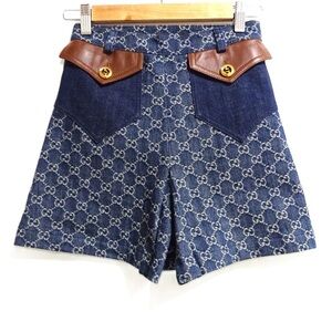 Gucci Blue and Brown Jean Shorts